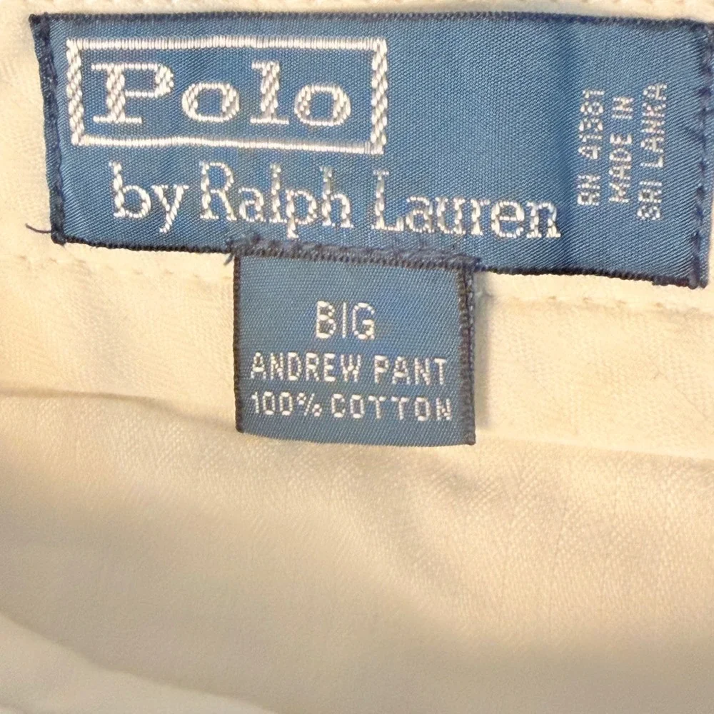 Vintage Polo Ralph Lauren Andrew Pant Men 44B x 34 Tan Double Pleated Chino Prep